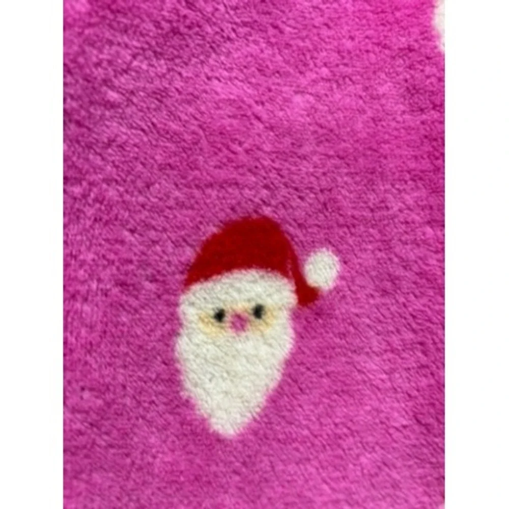 Forever 21 Kids Girls 9/10 Pink Santa Hooded One Piece‎ Pajamas Christmas Cozy